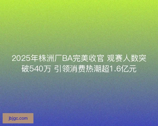 2025年株洲厂BA完美收官 观赛人数突破540万 引领消费热潮超1.6亿元