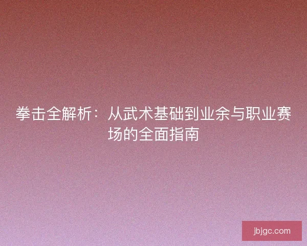 拳击全解析：从武术基础到业余与职业赛场的全面指南